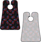 Ultimate Shaving Bib, Beard Trimming Apron with Hair Catcher, Lacrosse Sticks Ball USA American Flag Black