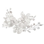 Bride Flower Silver Piece Pearl Hair Clip,Wedding Hair Accessories for Women and Bridesmaids,Silver Pearl Crystal Fancy Clip