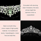Didder Silver Tiaras and Crowns for Women - Elegant Green Crystal Princess Crowns for Girls - Bridal, Wedding, Prom, Birthday Party