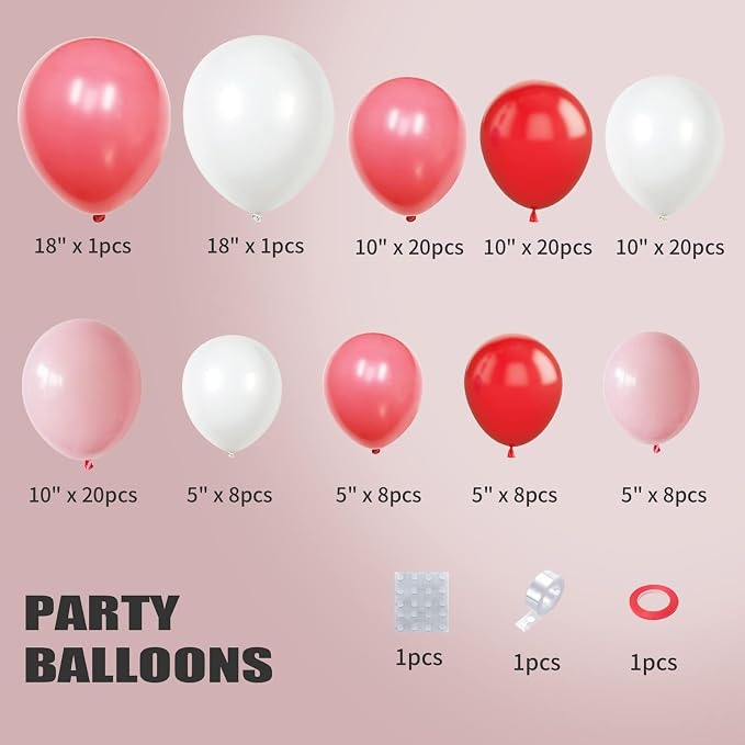 Red Pink Balloon Arch & Garland Kit - Image 2