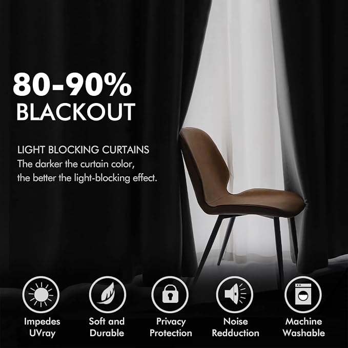 MIULEE Velvet Curtains Halloween Black 52 x 84 Inch Length Set of 2 | Grommet - Image 4