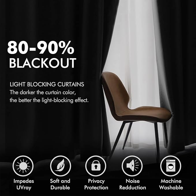 MIULEE Velvet Curtains Halloween Black 72 x 84 Inch Length Set of 2 | Grommet - Image 4