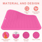 AMIJEAL Oversize Silicone Heat Resistant Mat for Hair Tools, Curling Iron Flat Iron Hair Straightener Holder Mat, Portable Hot Tools Cover Pad for Travel Vanity Salon(14.2" x 11.0")