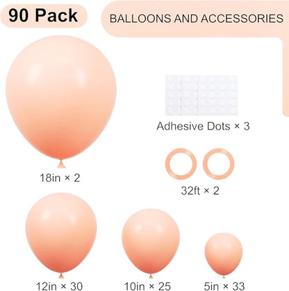Voircoloria 90pcs Pastel Orange Balloons Garland Arch Kit, 18 12 10 5 Inch | - Image 2