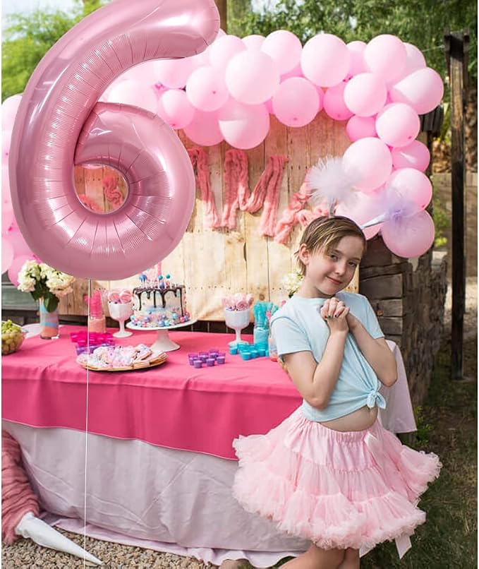 TONIFUL 40 Inch Pink Number 6 Balloons Large Foil 6th Birthday Decorations | - Image 3