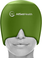 Migraine Relief Cap Ice Head Wrap Headache and Migraine Hat | Headache Relief with Hot/Cold Gel Head Ice Pack with Face and Eye Headache Mask Compress - Green