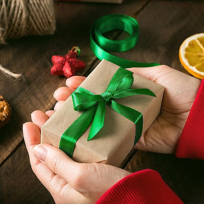 Green Ribbon Christmas Ribbons, 3/8 Inch 25 Yards Emerald Green Ribbon - Image 5