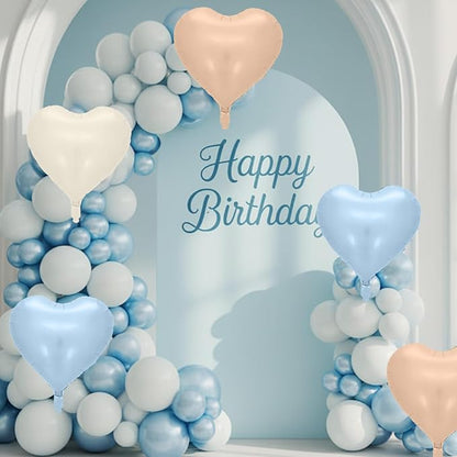 Baby Blue Heart Balloons, 18 Inch Apricot Cream Sand White Nude Foil Balloons - Image 4