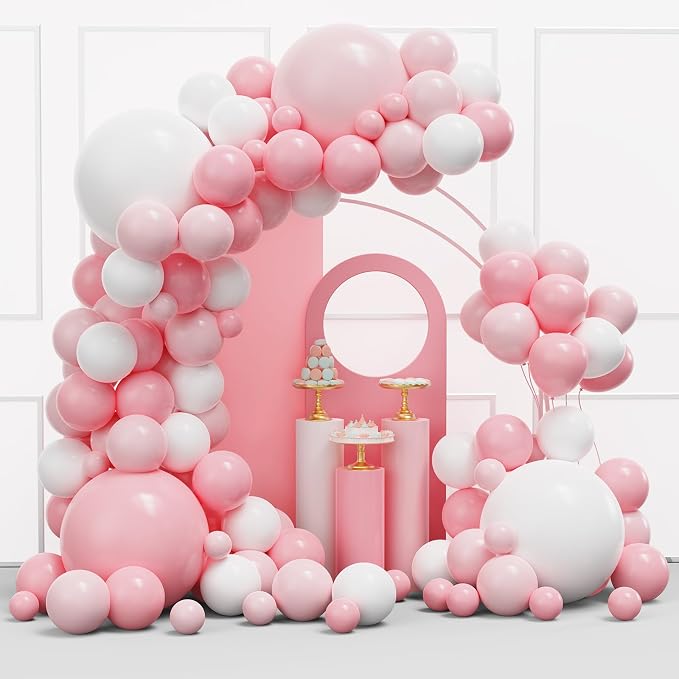 YMSZ Pink and White Balloons Arch Kit, Bridal Shower, Baby Shower, Valentines by YMSZ