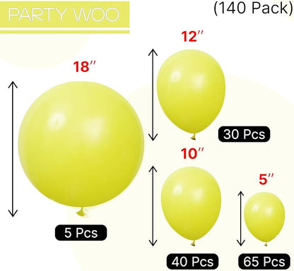 PartyWoo Lime Balloons 140pcs Green Light Pastel Kelly Green Color | 18 12 10 5 - Image 6
