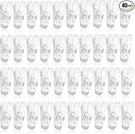 40 Pcs Clear Plastic Spring Clamps Backdrop Clips | Anti Slip Spring Clips 1.7 by Bestseller