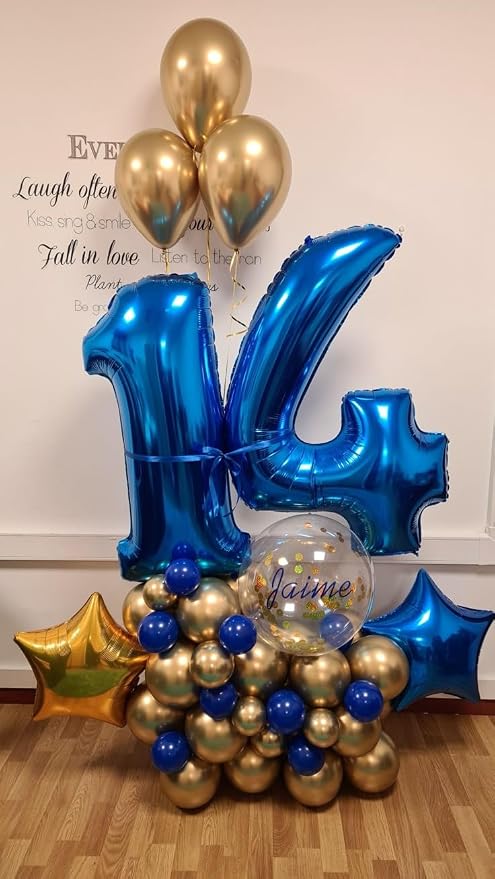 4 Balloon Numbers Birthday Decorations, 40In Navy Blue Balloons - Image 3