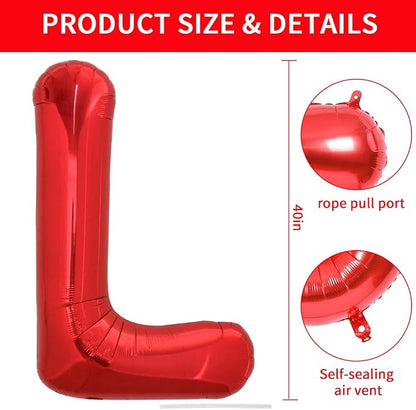 TONIFUL 40 Inch Large Bright Red Letter Balloons A-Z, Giant Jumbo Helium Foil - Image 2