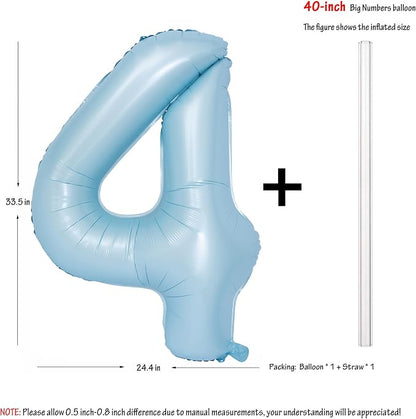 40 In Matte Blue Number Balloons Helium Foil Mylar Balloon Party Digital 4 | - Image 2