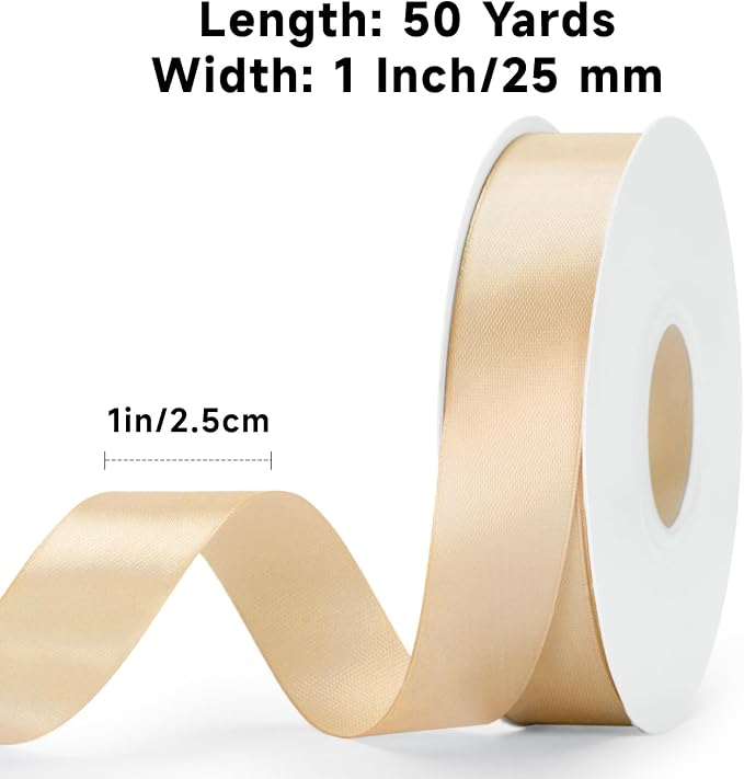 KINGLAKE Champagne Gold Satin Ribbon - Image 2