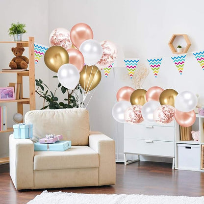 Rose Gold Confetti Latex Balloons, 60 Pack White Balloons 12 Inch - Image 6