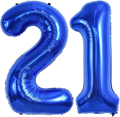 TONIFUL 40 Inch Navy Blue Number 21 Balloon Large Foil 21st Birthday Decor | by TONIFUL