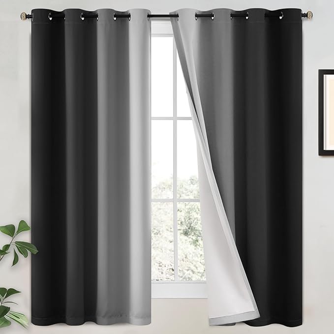Yakamok 100% Blackout Curtains Ombre Black Curtains by Yakamok