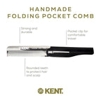 Kent 20T Handmade Folding Pocket Comb for Men, Fine Tooth Hair Comb Straightener for Everyday Grooming Styling Hair, Beard or Mustache, Use Dry or with Balms, Saw Cut Hand Polished, Made in England