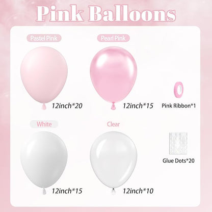 60pcs Pink and White Balloons 12inch - Image 2