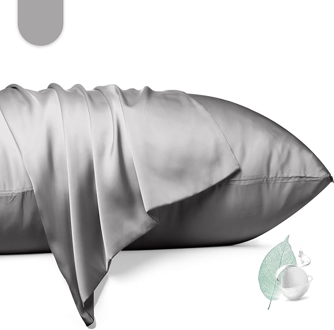 100% Mulberry Silk Pillowcase 2 Pack,King Size Silk Pillow Cases for Hair and Skin,Silky Smooth Bed Pillow Cover with Hidden Zipper,Natural Silk Pillow Case Set of 2 (Gray, King 20X36)
