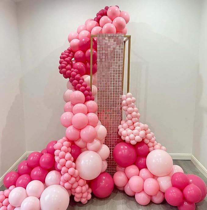 KBZVNAF Pink Latex Balloon Set 60 Packs 12 Inches | Metallic Chrome, Hot Pink - Image 4