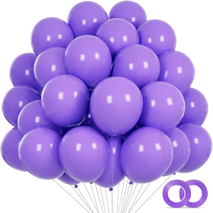 Purple Balloons 110Pcs, 5 Inch Small Purple Latex Party Balloons, Mini Thick by KUULBELAballoons