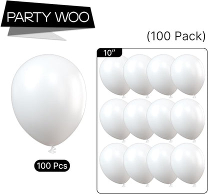 PartyWoo White Balloons 100pcs Matte White Latex Helium Balloons 10 Inch | - Image 9