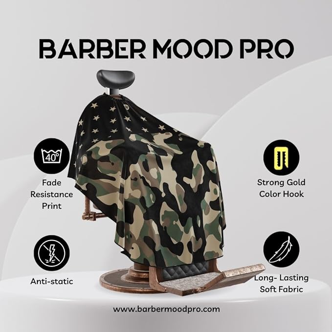 Professional Barber Cape - Hair Cutting Cape with Adjustable Neck Closure, Salon Quality Styling Cape for Hairdressers and Barbers - Army