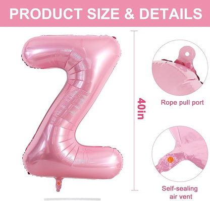TONIFUL 40 Inch Large Pink Letter Z Balloons Giant Foil Mylar Alphabet Balloon - Image 2