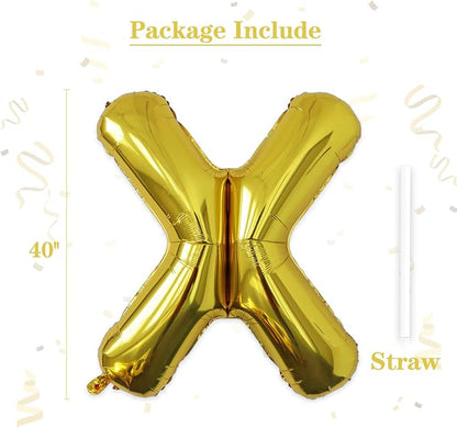 VHUWE 40 inch Gold Letter X Balloon, Big Size Alphabet Foil Mylar Helium - Image 2