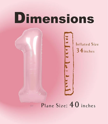 SUWEN 40 Inch Pink Large 1 Balloon Numbers Big Foil Helium Number Balloons 0-9 - Image 4