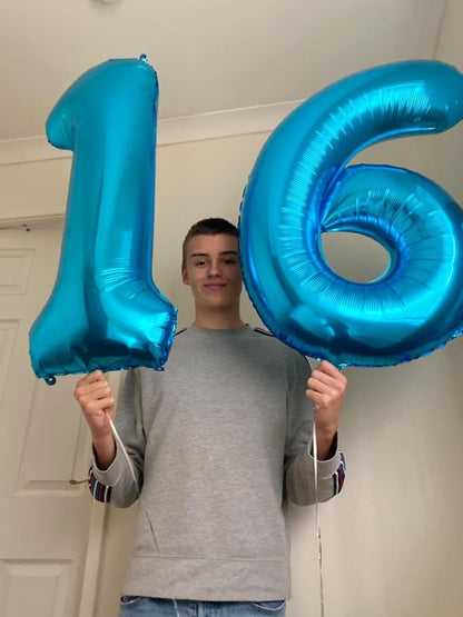 40 inch Blue Number Balloon Giant Foil Helium Balloons Blue Number 6 Balloon - Image 4