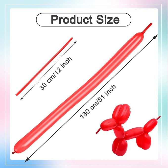 Party Balloons - Pearl Red 260 Long Balloons - Image 5