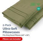 King Pillow Cases Set of 2 - Ultra Soft Hotel Quality Pillowcase Covers - Comfy, Cozy & Wrinkle Free - Shrinkage, Stain & Fade Resistant - Machine Washable Pillow Protectors - 2 Piece Set - Sage Green