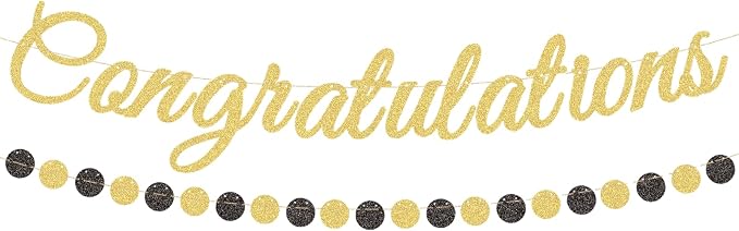 Gold Glitter Congratulations Banner by Tedercle