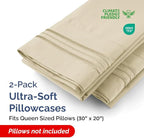 Queen Pillow Cases Set of 2 - Ultra Soft Hotel Quality Pillowcase Covers - Comfy, Cozy & Wrinkle Free - Shrinkage, Stain and Fade Resistant - Machine Washable Pillow Protectors - 2 Piece Set - Cream