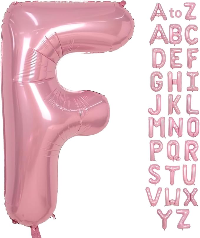 Pink Letter F Balloons, 40 Inch Balloons Letter F Mylar Helium Large Pink F by BBPOOL