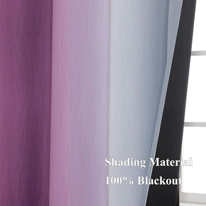 Ombre Grey and Purple Blackout Curtains 72 Inch Length 2 Panels, Full Room - Image 5