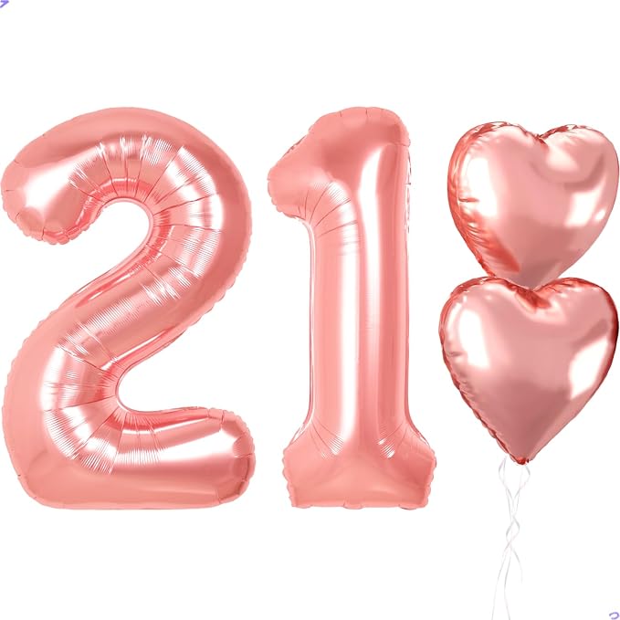 Rose Gold 21th Birthday Decorations, 40 inch Large 21 Balloon Numbers by Unknown