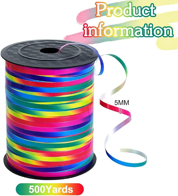 BEISHIDA 500 Yards Rainbow Curling Ribbon Balloon String - Image 2