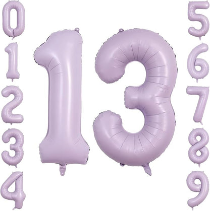 40" Pastel Purple Foil Number 13 Balloon by TNCDJKPA