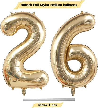 Light Gold 26 Number Balloons 40 Inch Giant Champagne Gold Birthday Numbers | - Image 4
