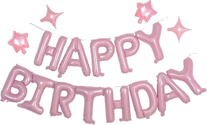 Pink Happy Birthday Balloons Banner Sign Mylar letter Party Decoration | - Image 6