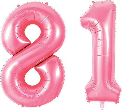 Number 81 Balloons for 81st Birthday Party Decorations, 0-100 Large No.81 by Joycard