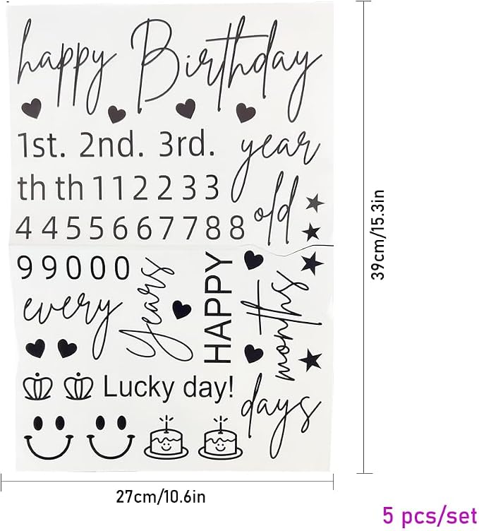 Happy Birthday Balloon Sticker Bobo Party Decoration 5 Pieces Letter Number - Image 2