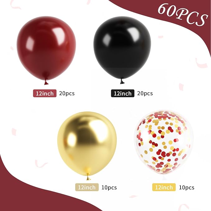 Black Burgundy Gold Balloon - Image 2
