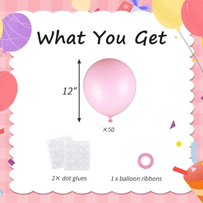 50pcs 12 Inch Pastel Pink Latex Balloons | Light Pink Balloons - Image 2