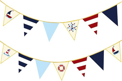 Navy Red Beige Gold Glitter Stamping Paper Pennant Banner Flag Triangle Bunting by pinkblume