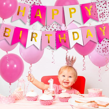 Pink Birthday Decorations, Happy Birthday Banner - Image 7